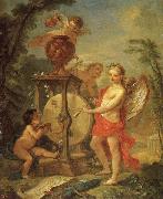 Cupid Sharpening His Arrow